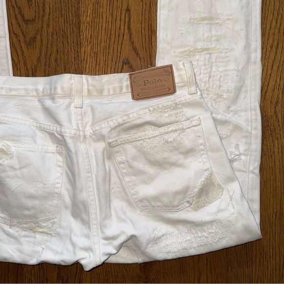 Polo Ralph Lauren Sullivan Slim Straight Jean in White Destroyed 29 x 32 - Picture 3 of 13